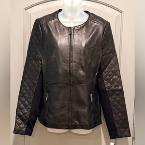 NWT Black Tahari Moto Leather Jacket